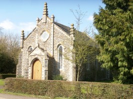 Whepstead Baptist Church behind hedge